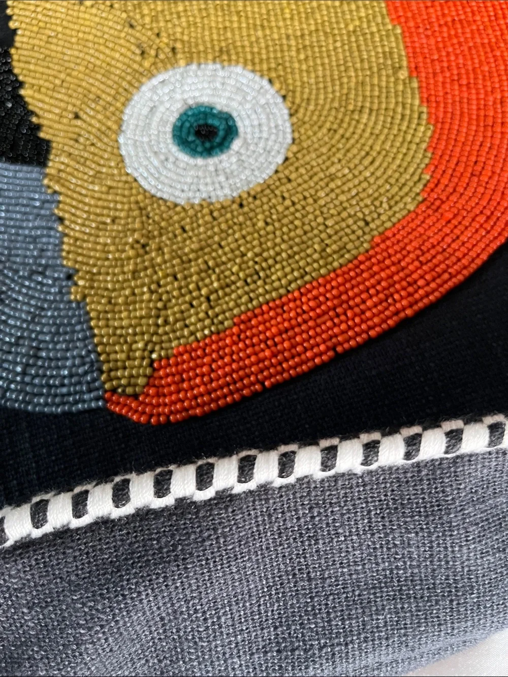 Mackenzie Childs parrot pillow sham beaded multicolor embellished bird cotton